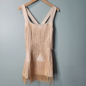 Malan Breton  Sexy Tassel Fringe Strappy Beyonce Taylor Swift Dress Size S